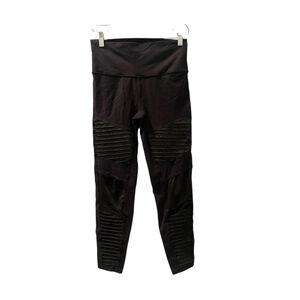 ALO Yoga Moto Black Ribbed Workout Leggings Women's Size Medium Casual Gym Sport